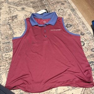 PGA Tour Women's Sleeveless Polo - Burgundy and Lavender
